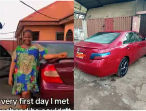 Wife in tears as her husband don gift am one car to appreciate her as she stay with am when he dey broke: