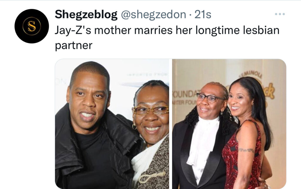 Worldwide jubilation as renowned American rapperJay-Z’s mother ties the knot with her longtime lesbian partner in the U.S.