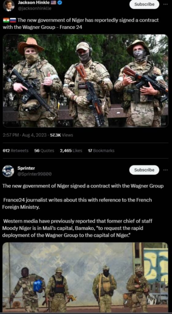 Niger signs military contract with Russia's Wagner mercenaries: