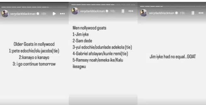 Verydarkman sparks controversy with his list of the top Nollywood actors and actresses of all time