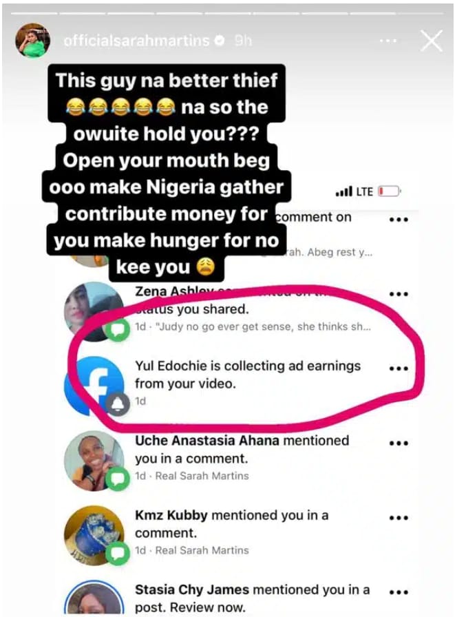 Sarah Martins Accuses Yul Edochie of Stealing Her Facebook Ad Earnings