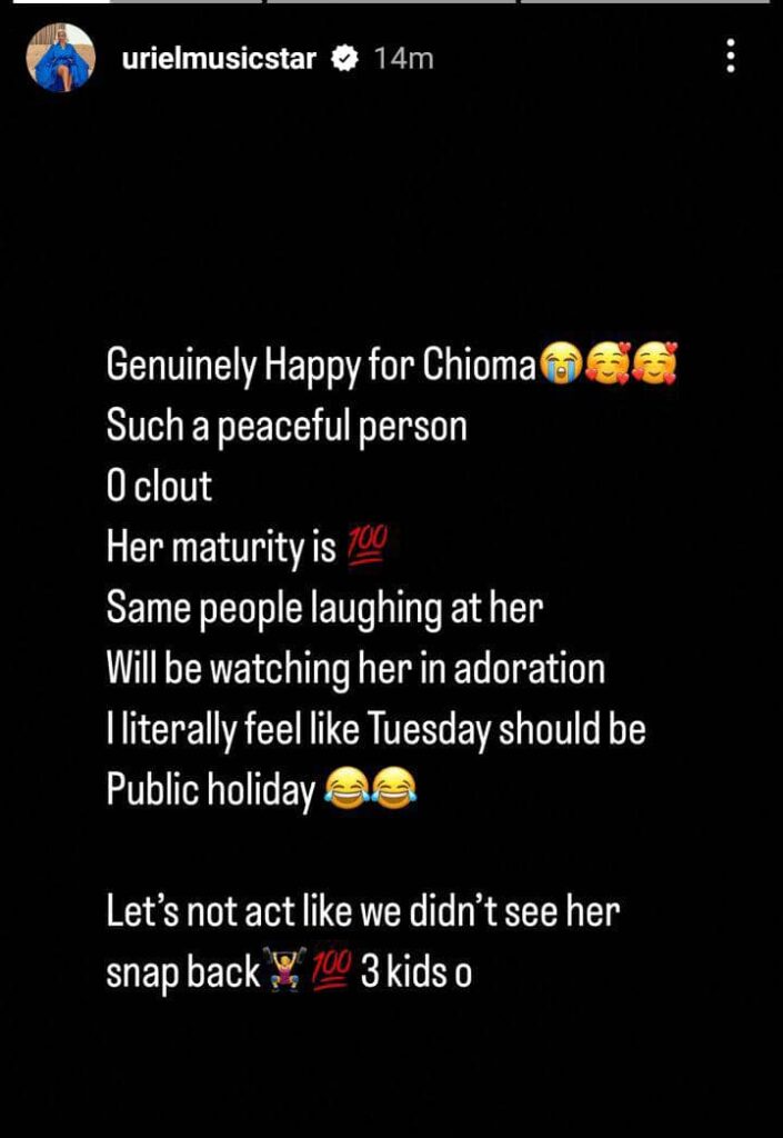 Uriel Oputa Celebrates Chioma Rowland's Upcoming Wedding, Slams Haters and Warns of Scammers