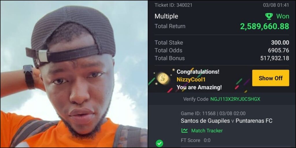 From Hunger to Millionaire: Nigerian Man Wins N2.5M Bet After Crying Out for Help