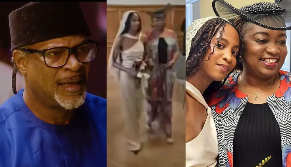 "This is an abomination!" - Actor Fred Amata calls out his ex-wife, Agatha, for walking their daughter down the aisle while he is still alive.