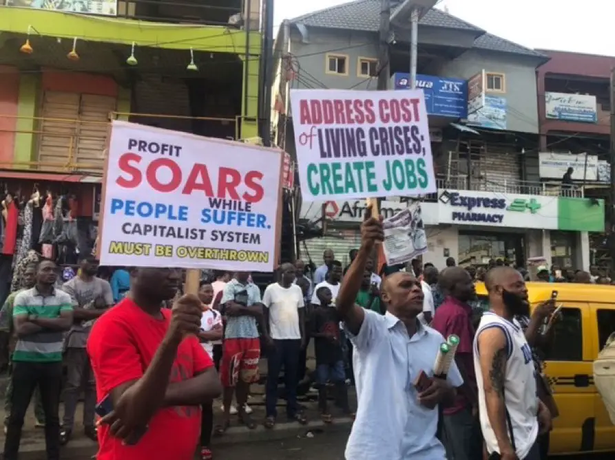 Protesters gathered at the Ikeja Underbridge in Lagos State as the country marks the 2024 Independence Day.